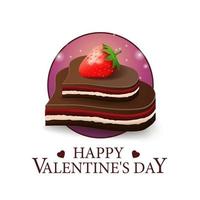 feliz día de san valentín, postal cuadrada blanca con dulces de chocolate en forma de corazón con fresa vector