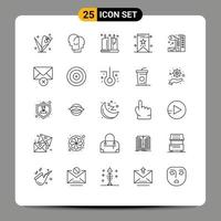 Modern Set of 25 Lines and symbols such as pollution city candle tag bookmark Editable Vector Design Elements