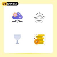 Flat Icon Pack of 4 Universal Symbols of cloud drink arrow sun finance Editable Vector Design Elements