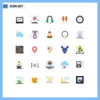 User Interface Pack of 25 Basic Flat Colors of disk chinese mark china headphone Editable Vector Design Elements