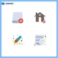 Pictogram Set of 4 Simple Flat Icons of computers minus gadget delete highlighter Editable Vector Design Elements