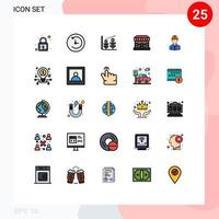 conjunto de pictogramas de 25 colores planos de línea rellena simple de elementos de diseño vectorial editables de la tienda de la industria de inicio de la construcción laboral vector