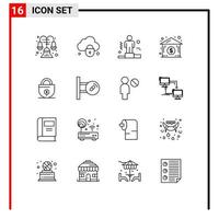 16 Thematic Vector Outlines and Editable Symbols of money business business real estate dollar house Editable Vector Design Elements