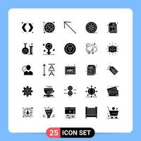 25 User Interface Solid Glyph Pack of modern Signs and Symbols of ecommerce vintage reel arrow tape reel film reel Editable Vector Design Elements