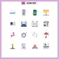 16 Universal Flat Color Signs Symbols of ticket signal interaction server data Editable Pack of Creative Vector Design Elements