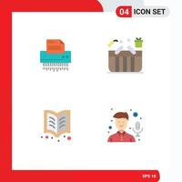 Group of 4 Flat Icons Signs and Symbols for shredder gift file paper shopping Editable Vector Design Elements