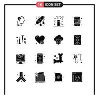 16 Universal Solid Glyph Signs Symbols of read mobile dot book magician Editable Vector Design Elements