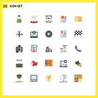 grupo universal de símbolos de iconos de 25 colores planos modernos de barras de documentos de cuota de mercado de página de caja elementos de diseño vectorial editables