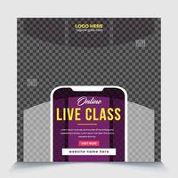 Online live class promotional square post banner template eps vector file, fully editable post ready