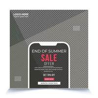 End of Summer Sale offer post template design vector