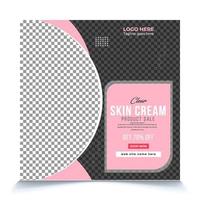 Clear Skin Cream product sale offers a Square post template design vector