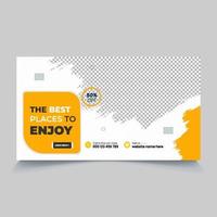 Travel Agency web banner post, video thumbnail design vector