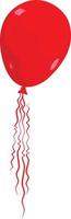 red balloon with group of twisted ribbons hanging from it vector