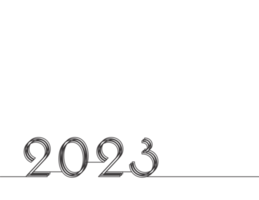 2023 guten Rutsch ins neue Jahr Logo-Text-Design. 2023 Zahlenentwurfsvorlage. sammlung von 2023 frohes neues jahr symbole. Abbildung mit schwarzen Etiketten isoliert png