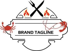 Logo template with an image of a crab drawn by graphic lines on a light background. vector