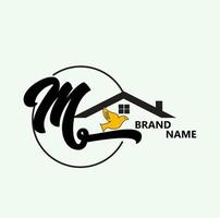 M Letter bird Logo Design Icon.Logo M and dove.For logo brand community. vector