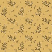 floral outline seamless pattern. retro flower for textile, fabric texture vector