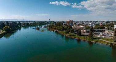 vista aérea de la caída de agua que da nombre a la ciudad de idaho, id usa. foto