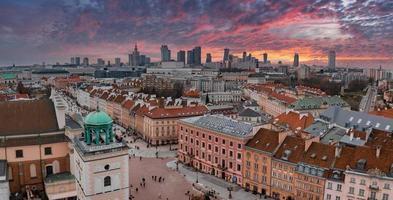 Aerial view of the Christmas tree near Castle Square with Column of Sigismund photo