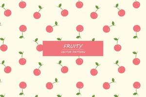 Cherry fruit cute design seamless repeat vector pattern