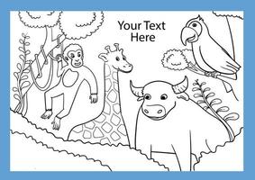 Book coloring the animals Kingdom in the jungle vector