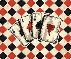 illustration of a vintage deck of ace of hearts cards