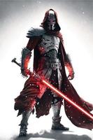 guerrero sosteniendo una espada luminosa