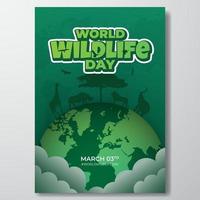 World Wildlife Day March 3td poster design with nature illustration on maps background vector