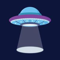 Ufo spaceship with light vector illustration