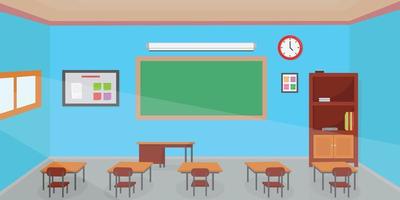 Ilustración de vector plano interior de sala de clase vacía