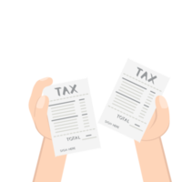 hand holding compare two tax paper png