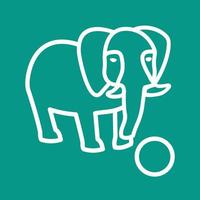 Elephant Performing Line Color Background Icon vector