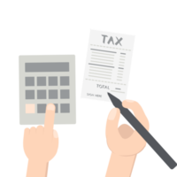 hand pressing calc counting tax paper using pen png