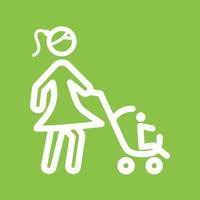 Mother Walking Baby Line Color Background Icon vector