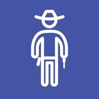 Cowboy with Gun Line Color Background Icon vector