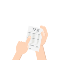 hand holding calc counting tax paper and pen png