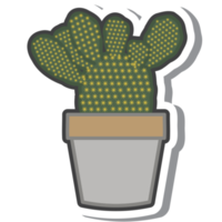 Aesthetic Cute Sticker Vintage Cactus Plants In Vase Bullet Journal png