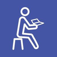 Man Reading Storybook Line Color Background Icon vector