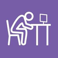 Sleepy Worker Line Color Background Icon vector
