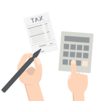 hand pressing calc counting tax paper using pen png