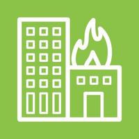 Burning Building Line Color Background Icon vector
