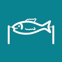 Grilled FIsh Line Color Background Icon vector