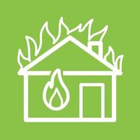 Fire Consuming House Line Color Background Icon vector