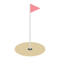 mât de drapeau isométrique marquant le trou de golf sablonneux ensemble de collection de paysages universels 3d png
