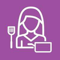 Woman Cooking Line Color Background Icon vector