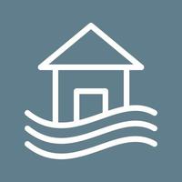 House in Flood Line Color Background Icon vector