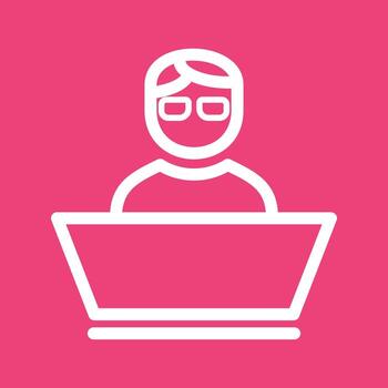 icono de fondo de color de línea de desarrollador de software vector