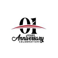 01st anniversary celebration design template for booklet with red and black colour , leaflet, magazine, brochure poster, web, invitation or greeting card. Vector illustration.