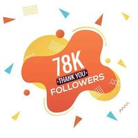 78k followers, social sites post, greeting card vector illustration. Followers Social Media Online Illustration Label Vector Design.