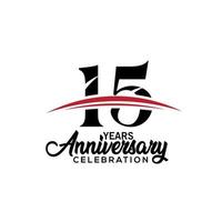 15th anniversary celebration design template for booklet with red and black colour , leaflet, magazine, brochure poster, web, invitation or greeting card. Vector illustration.